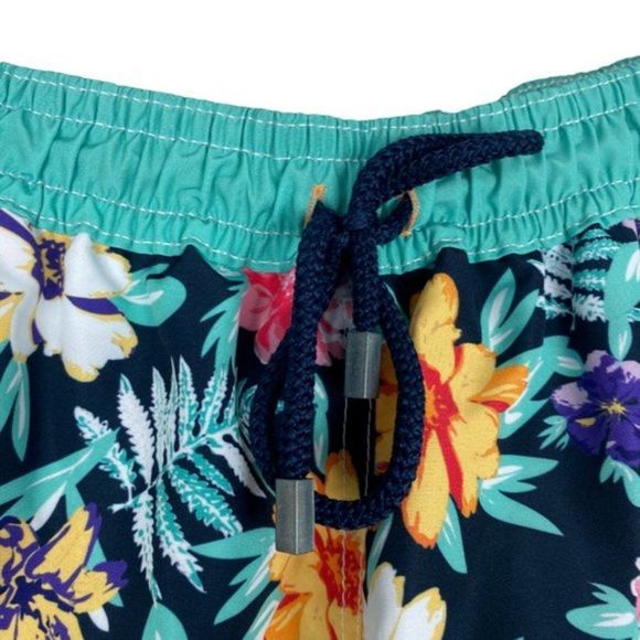 Jon Sonen Swimwear Men's Lined Floral Print Drawstring Bathing Suit Trunks US XL - Picture 4 of 8